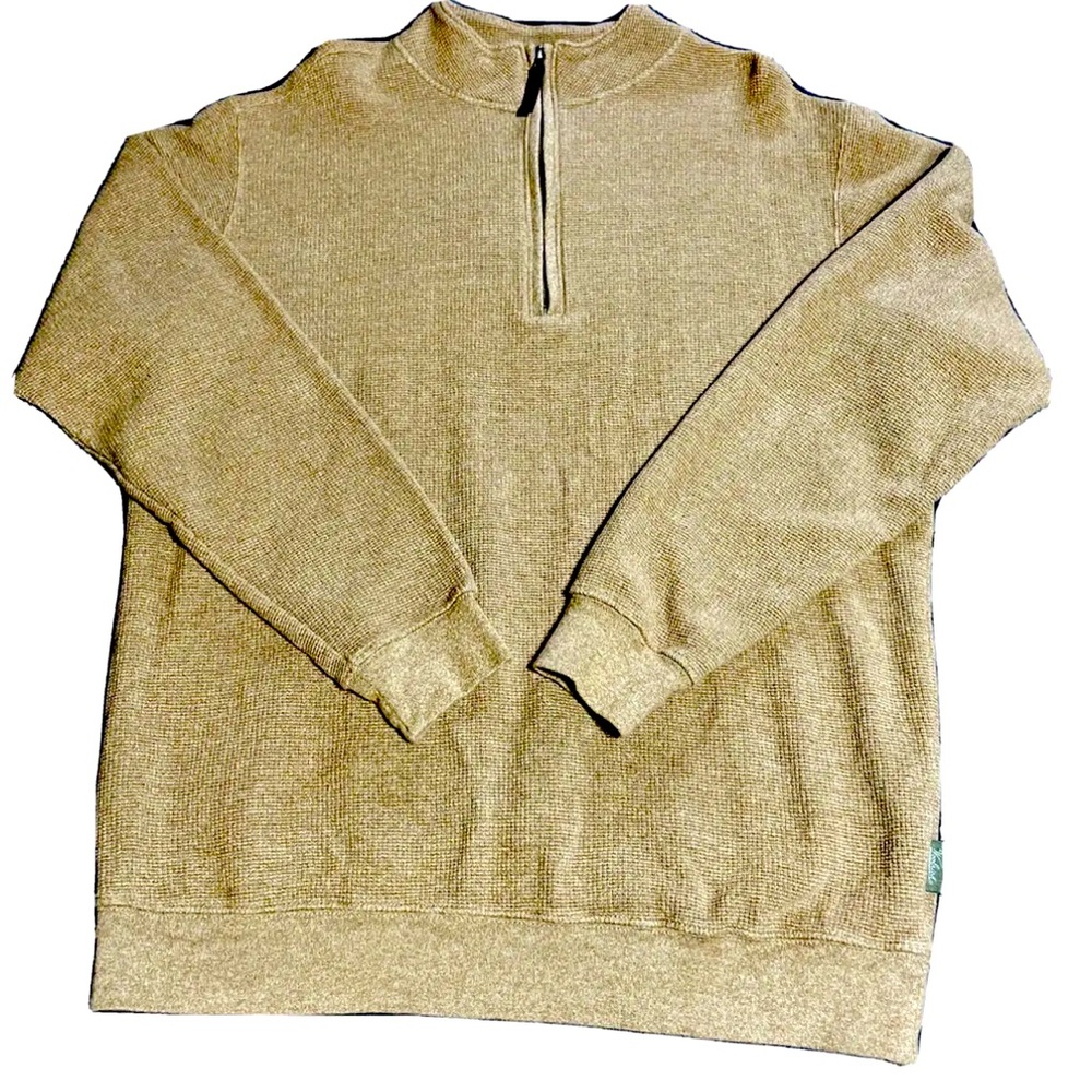 Woolrich Men's Crewneck Half-Zip Sweater in Tan